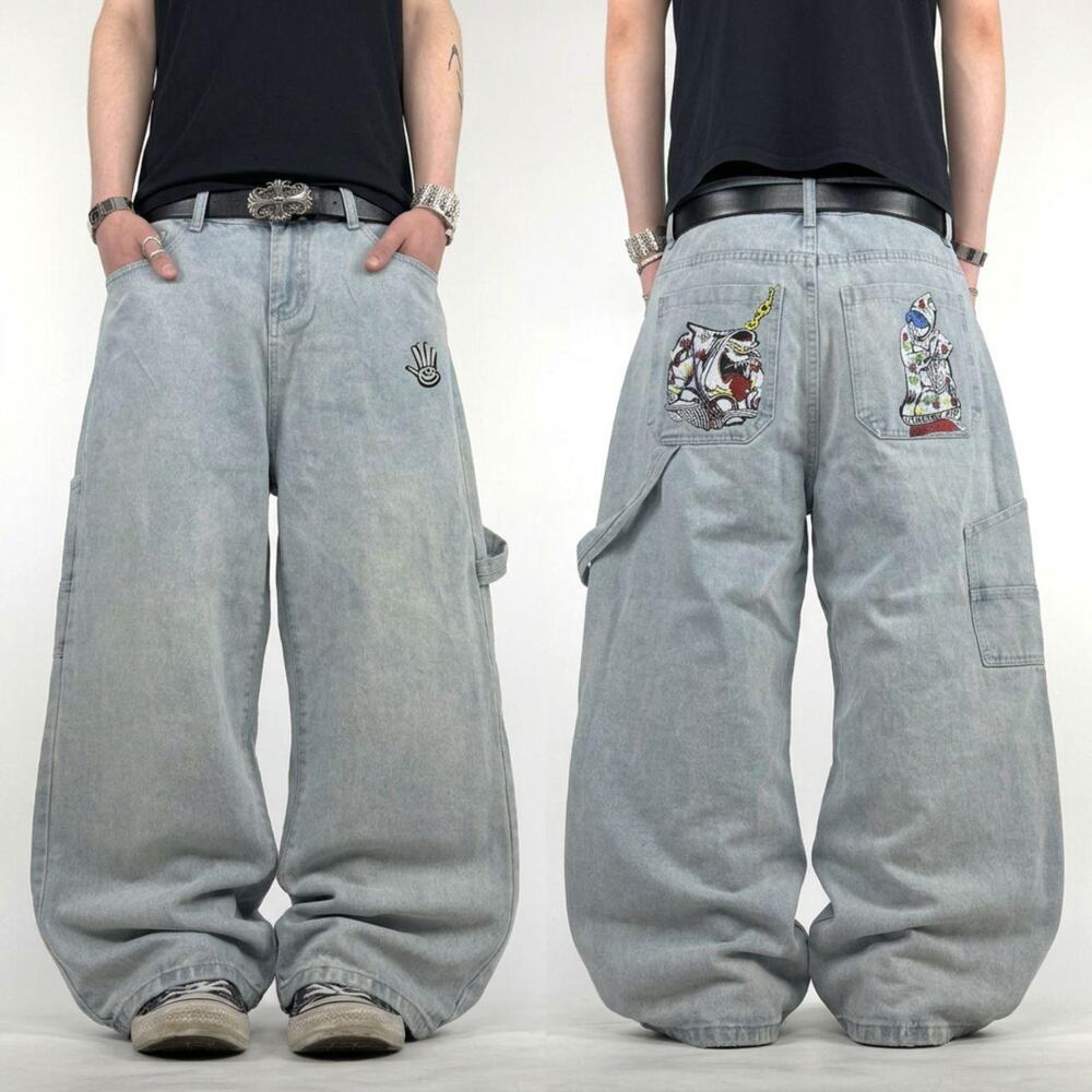Vintage y2k rare grunge archive baggy wide leg skater faded jeans